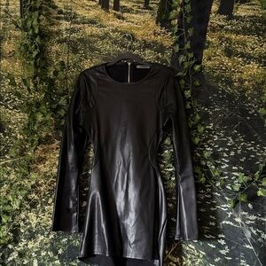 Maniere De Voir Black Faux Leather Tunic